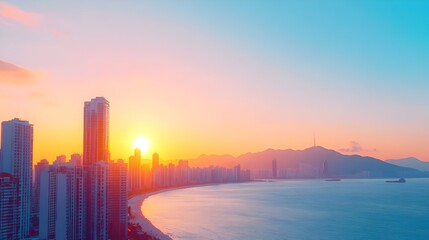 Fototapeta premium sunset over city