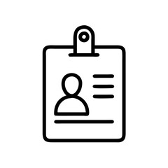 Obraz premium Identification badge with person profile, minimalistic ID card icon