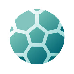 Abstract soccer ball icon in teal gradient