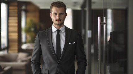 Modern business man wearing in a luxury suit
