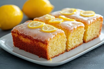Lemon Loaf Cake with Lemon Glaze and Slices