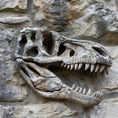 Fossilized Dinosaur Skull Excavation at Paleontological Site