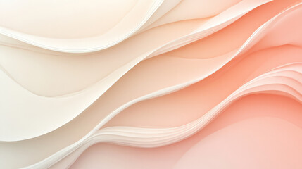 Obraz premium Gradient from soft beige to light coral, with smooth wavy lines in white adding a sense of flow and harmony to the background.