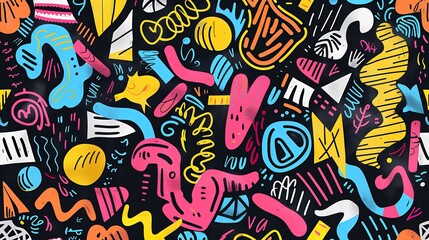 Abstract pattern with vibrant geometric shapes, intricate and seamless design, dynamic and eye-catching