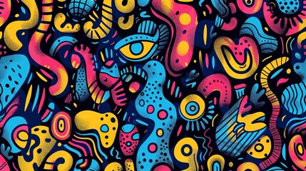 Abstract pattern with vibrant geometric shapes, intricate and seamless design, dynamic and eye-catching