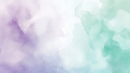 Delicate watercolor abstract background in light shades of lavender, sky blue, and mint green, with soft gradients and smooth brushstrokes.