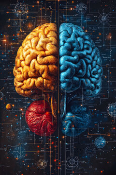 Psychology Background With Illustrated Brain and Mind Symbols in White Highlights
