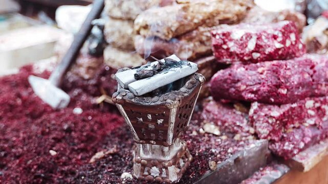 raditional arabic insence burning on the market in Jeddah