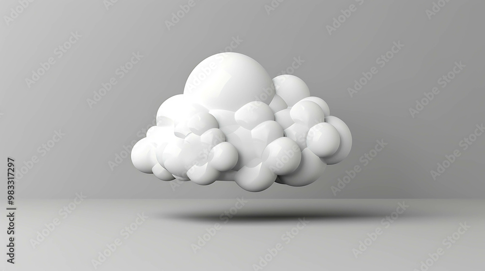 Poster abstract white 3d cloud shape.