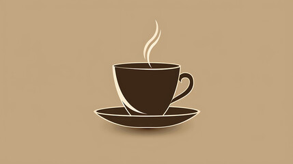 Fototapeta premium A simple illustration of a steaming cup of coffee on a saucer.