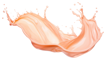 Liquid splash effect peach color beverage.
