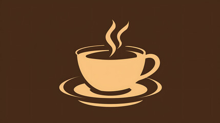 Obraz premium A cup of coffee with steam on a brown background