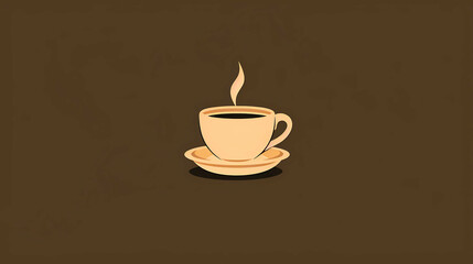 Obraz premium A single cup of coffee with steam on a brown background.