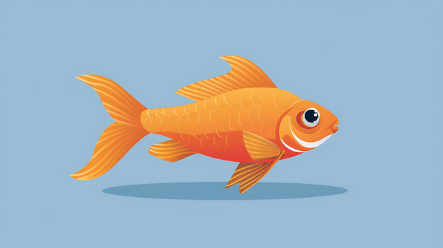 recommend clip art: Cartoon illustration of a goldfish swimming in a blue tank.