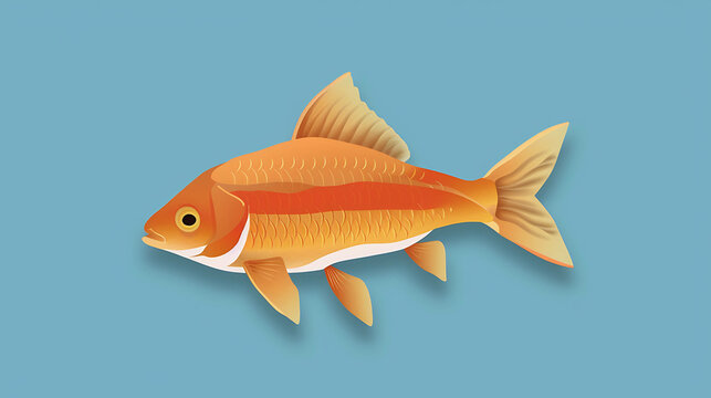 recommend clip art: Single, orange goldfish with fins and scales, swimming against a blue background.