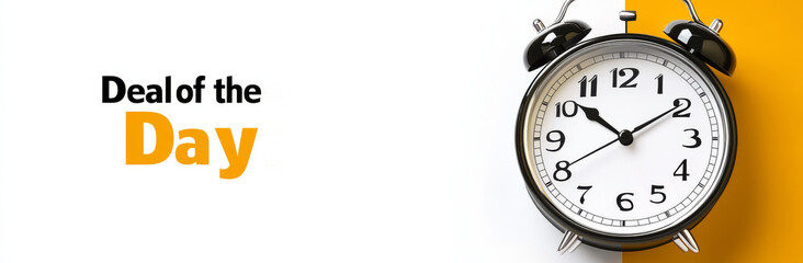 Deal of Day is promotional concept often associated with limited time offers. This image features classic alarm clock, symbolizing urgency and time sensitivity, perfect for attracting attention to spe
