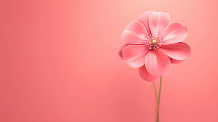 Naklejka premium Single pink flower on a pink background.