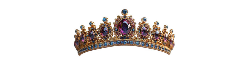 Fototapeta premium Tiara with precious stones. Sparkling diadem
