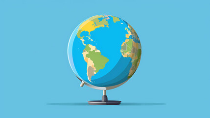 Fototapeta premium A simple cartoon illustration of a globe on a blue background.