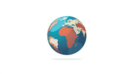 Fototapeta premium A stylized blue and green earth globe with a red-orange Africa continent.