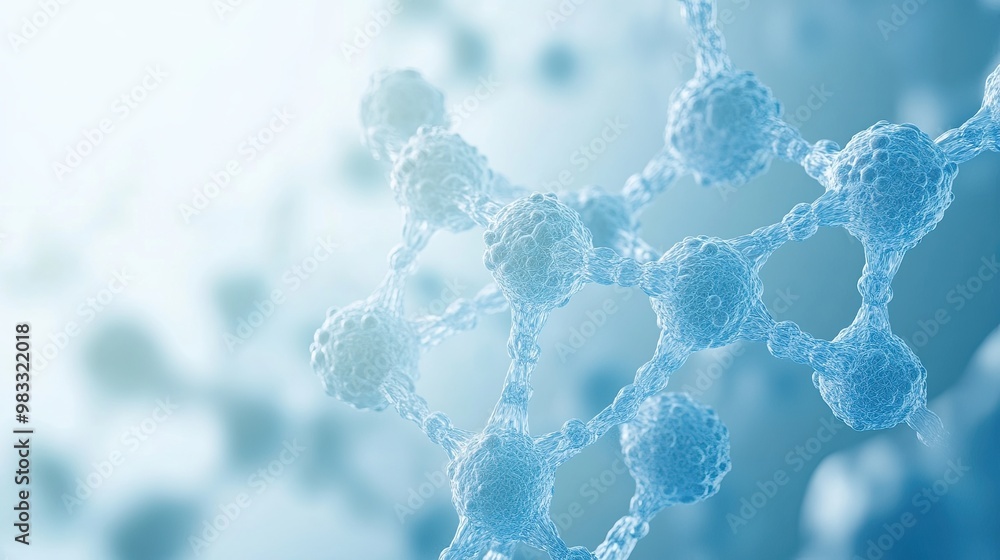 Wall mural complex molecular structure with spherical particles. futuristic technology style. illustration for 