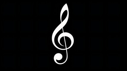 Fototapeta premium White treble clef on a black background.