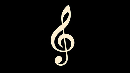 White treble clef on a black background.