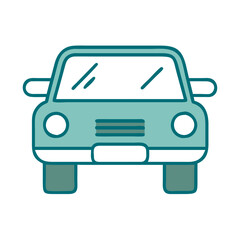 Minimalistic teal car icon, front view, flat vector illustration