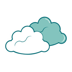 Fototapeta premium Minimalistic cloud icon in teal and white, vector illustration with copy space