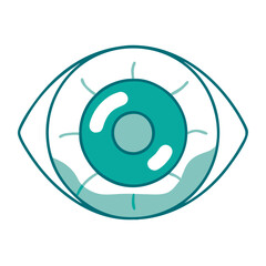 Eye icon with blue design, vision and observation symbol