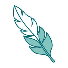 Obraz premium Feather icon with minimalist blue design, softness and nature symbol