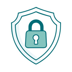 Shield icon with lock and outline, cybersecurity and protection symbol