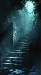 Fototapeta premium Mysterious Stone Staircase in a Forest