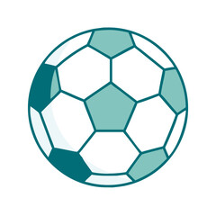 Fototapeta premium Soccer ball icon, teal and white, flat design, sports or football symbol
