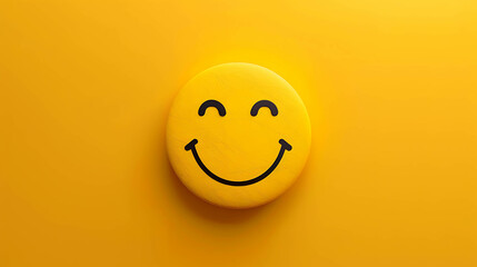 Fototapeta premium Yellow smiley face on a yellow background.