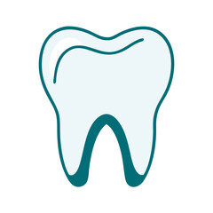 Obraz premium Tooth icon, flat design, light blue, dental health symbol