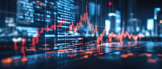 Obraz premium Stock Market Graph with City Skyline