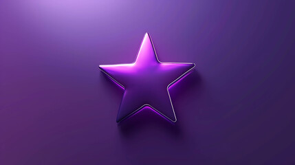 Obraz premium A single metallic purple star with a slight glow on a purple background.