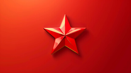 A single, shiny red star against a bright red background.