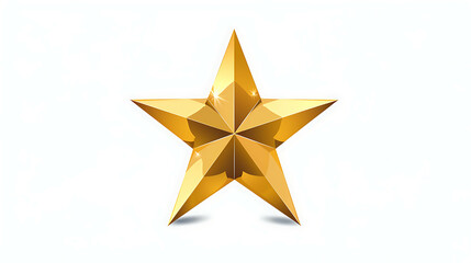 Obraz premium Shiny, golden star with a slight shadow on white background.