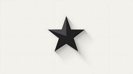 Obraz premium A single black star with a long shadow on a white background.