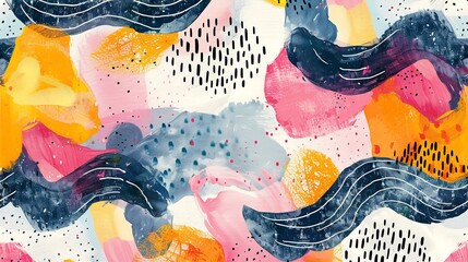 An abstract background with playful shapes and vibrant colors, creating a sense of joy and spontaneity