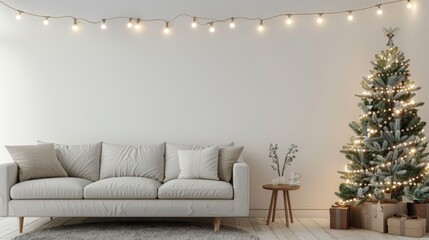 Obraz premium Christmas Living Room Background. Stylish Interior Design.