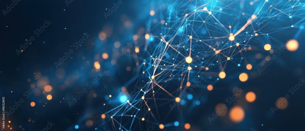 Poster abstract digital network connections with glowing points. technology background.