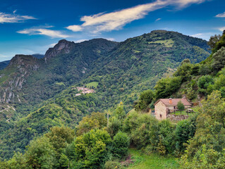 Fototapeta premium Cabin near Las Viñas village, Somiedo Natural Park and Biosphere Reserve, Cores village, Asturias, Spain, Europe