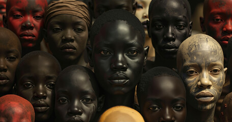 A group of african children with different facial expressions