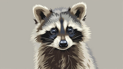 Obraz premium A close-up of a raccoon's face, looking at the viewer with large, dark eyes.