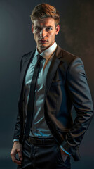 Fototapeta premium A man in a suit and tie posing for a picture