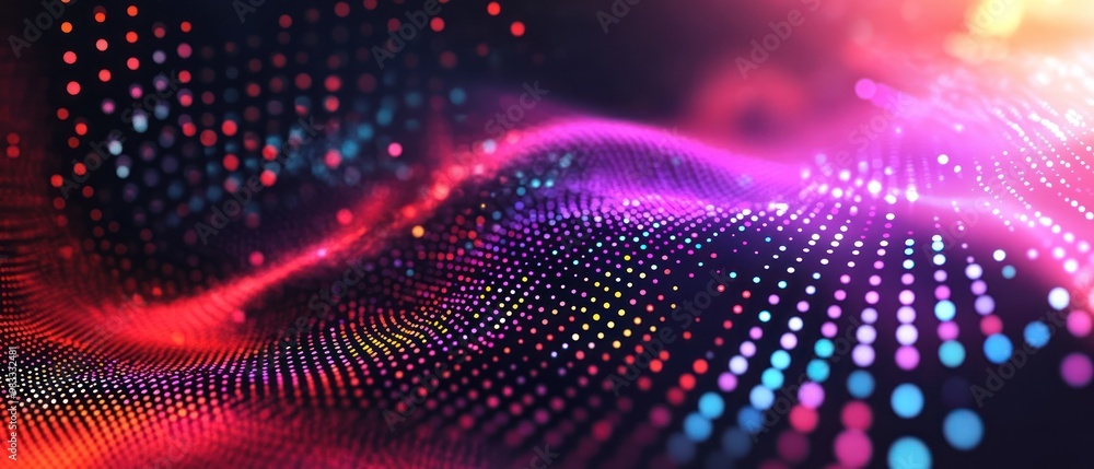 Poster abstract digital waves with dots and lines. technology background.