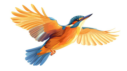 Obraz premium Colorful kingfisher bird in flight, isolated on white background.